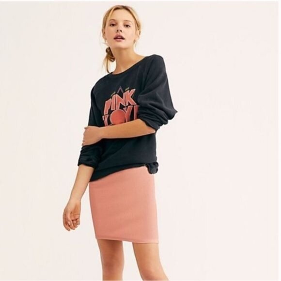 NWT Free People Beach Blush Ribbed Mini Skirt • Casual Coastal Boho Soft Girl - Picture 1 of 6